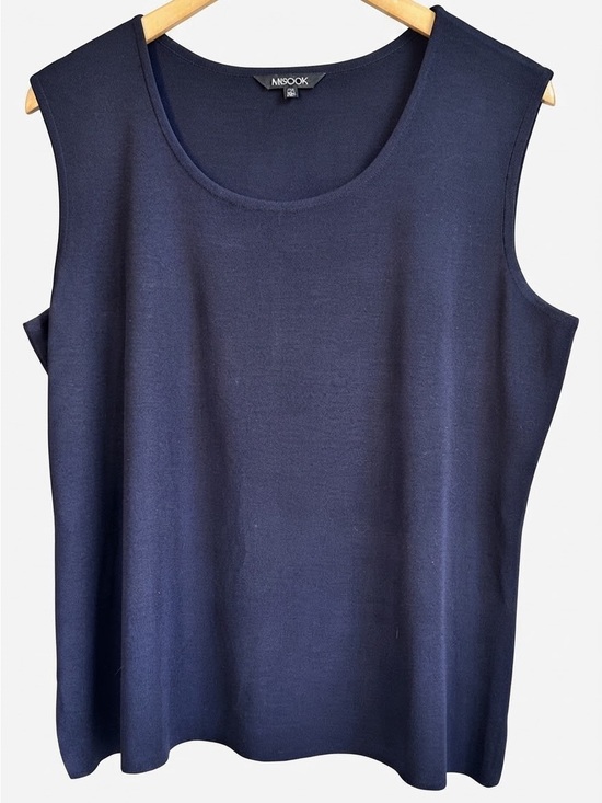 Misook Tops - Misook Top Sz PXL Navy Knit Layering Tank Scoop Neck Classic Travel Shell Blouse